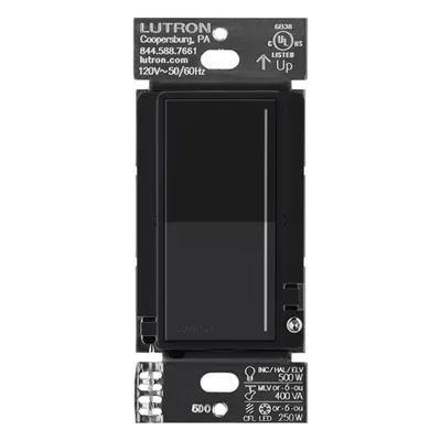 Atenuador de Pared Táctil / 250 W LED / 500 W Incandescente / 120 V / Fase Seleccionable / Control Multipunto / Acabado Midnight Satinado