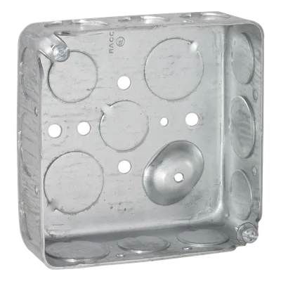 Caja Cuadrada Eléctrica / 4 x 4 in / Profundidad 1.563 in / Capacidad 21 in³ / 17 Entradas Conduit / Acero Galvanizado Troquelado