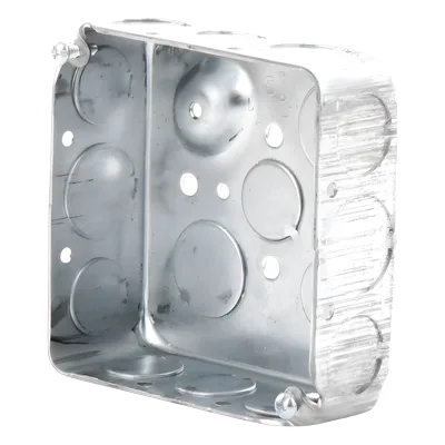 Caja Cuadrada Eléctrica / 4 x 4 in / Profundidad 1.563 in / Capacidad 21 in³ / 17 Entradas Conduit / Acero Galvanizado Troquelado