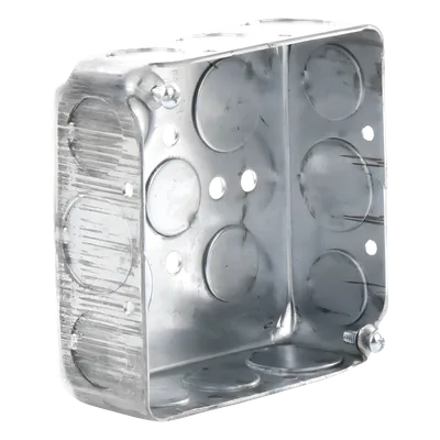 Caja Cuadrada Eléctrica / 4 x 4 in / Profundidad 1.563 in / Capacidad 21 in³ / 17 Entradas Conduit / Acero Galvanizado Troquelado