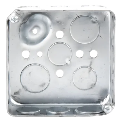 Caja Cuadrada Eléctrica / 4 x 4 in / Profundidad 1.563 in / Capacidad 21 in³ / 17 Entradas Conduit / Acero Galvanizado Troquelado