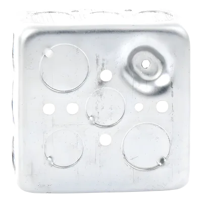 Caja Cuadrada Eléctrica / 4 x 4 in / Profundidad 1.563 in / Capacidad 21 in³ / 17 Entradas Conduit / Acero Galvanizado Troquelado