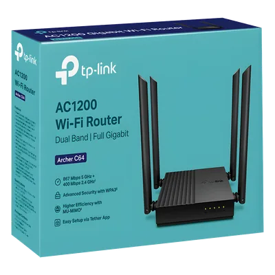 Router Inalámbrico / AC1200 / Doble Banda / MU-MIMO 2x2 / 4 Puertos LAN Gigabit / EasyMesh / Beamforming