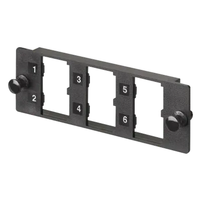 Placa Modular / 6 Puertos Mini-Com / Fibra Óptica, Cobre, Audio y Video / 109.2 mm (4.3') Ancho / Negro