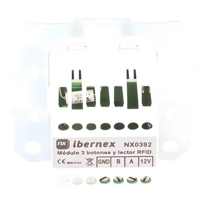 Módulo de Botones para Llamada Paciente-Enfermera / 3 Teclas Iluminadas / Lector RFID 125 KHz / BUS RS485 / Instalación Empotrada 2x2 pulgadas o Superficie