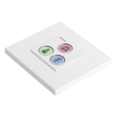 Módulo de Botones para Llamada Paciente-Enfermera / 3 Teclas Iluminadas / Lector RFID 125 KHz / BUS RS485 / Instalación Empotrada 2x2 pulgadas o Superficie