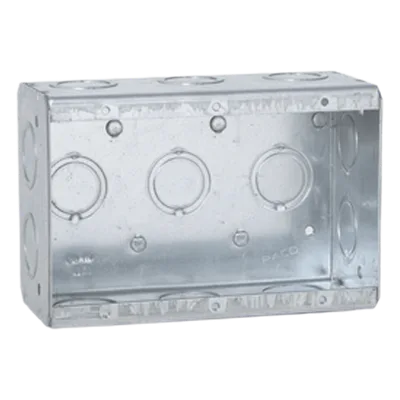 Caja Multigang / 3 Gangs / Profundidad 2.5 in / 16 Entradas 1/2" y 3/4" / Capacidad 47.8 in³ / Acero Galvanizado / UL Listed