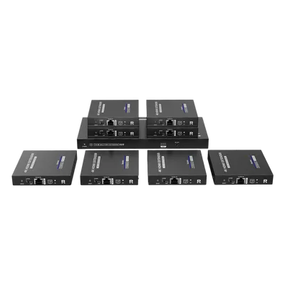 Kit Divisor y Extensor HDMI / Divide 1 Fuente HDMI a 8 Pantallas / Extiende la señal HDMI hasta 70 m / Resolución 4K @ 60 Hz/ Cat 6/6a/7 / IPCOLOR / CERO LATENCIA / Uso 24/7 / Puerto S/PDIF / EDID / R
