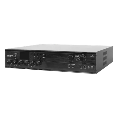 Amplificador Mezclador Matricial / 2 zonas / 240W por canal / 6 entradas / Bluetooth USB SD FM / 4 entradas mic con phantom / 100V y 4-16Ω / 787 pies de cobertura