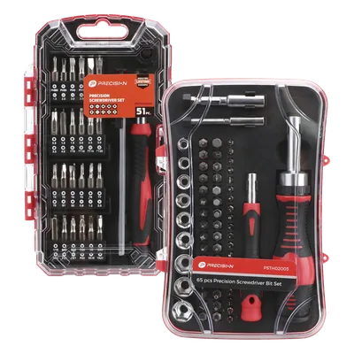 Kit de Herramientas de Precisión / 65 Piezas / Puntas CR-V / Desarmador Magnético / Extensión 15 cm (6 pulgadas)