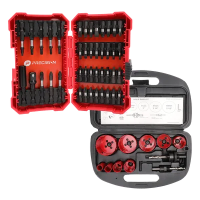 Kit de Herramientas / 13 Brocas Sierra Bimetálicas / 42 Puntas Intercambiables / Entrada Hexagonal 1/4' / Estuche Portátil