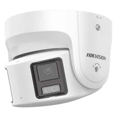 Cámara Turret IP Panorámica / 8 Megapixel / Dual Lente 4 mm 180° / Color 24/7 / WDR 130 dB / Luz Blanca 30 m (98.4 ft) / IP67 / PoE / Audio Bidireccional / AcuSense