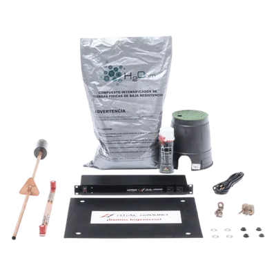 Kit de Tierra Física / Resistencia < 2 Ohm / 15 A / Electrodo Cobre Electrolítico / Compuesto Orgánico Certificado / Supresor de Picos