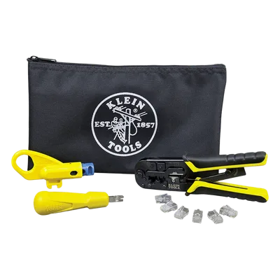 Kit de Instalación de Cable UTP / Pelacables Radial / Ponchadora Modular / Ponchadora 110 / 6 Conectores RJ45-Cat5E / Estuche con Cierre Relámpago