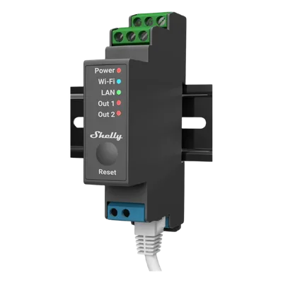 Relevador Inteligente / 2 Canales / 16A por Canal / Wi-Fi, Bluetooth y Ethernet / Montaje en Riel DIN / Control Local y Remoto