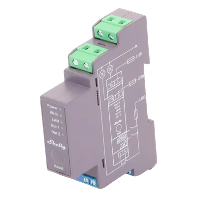Relevador Inteligente / 2 Canales / 16A por Canal / Wi-Fi, Bluetooth y Ethernet / Montaje en Riel DIN / Control Local y Remoto