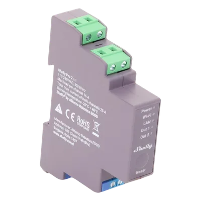 Relevador Inteligente / 2 Canales / 16A por Canal / Wi-Fi, Bluetooth y Ethernet / Montaje en Riel DIN / Control Local y Remoto