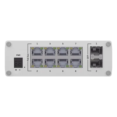 Switch Industrial No-Administrable / 8 Puertos Gigabit PoE+ 30W / 2 Puertos SFP / -40 a 75°C / Aluminio