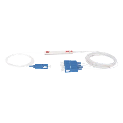 Divisor Óptico PLC / 1x4 Puertos / Conectores SC/UPC / Rango 1260~1650 nm / Temperatura -40 a 85°C / Pérdida de Inserción 7.6 dB