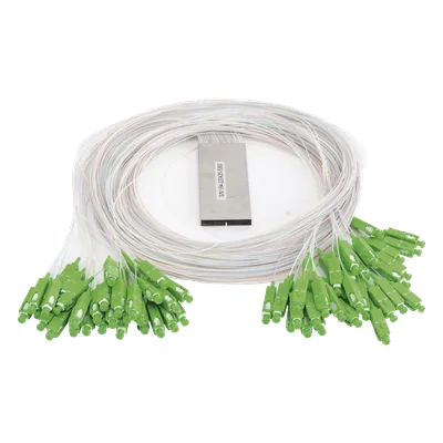 Divisor Óptico PLC / 1x64 Puertos / Conectores SC/APC / Rango 1260-1650 nm / Pérdida 20.8 dB / -40 a 85°C