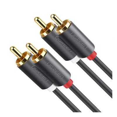 Cable de Audio 2 RCA Macho a 2 RCA Macho / 3 Metros (9.84 Pies) / Cobre Sin Oxígeno / Conectores Chapados en Oro 24K / Doble Blindaje / Color Negro