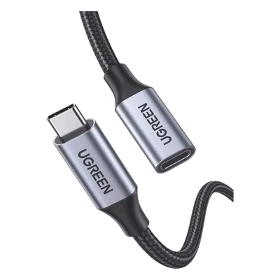 Cable Extensor USB-C Macho a Hembra / USB 3.1 Gen 2 / 10 Gbps / Carga 100W / Thunderbolt 3 Compatible / 1 m (3.3 ft) / Nylon Trenzado / Aluminio
