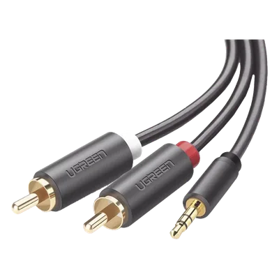 Cable de Audio 3.5mm a 2 RCA Macho / 5 Metros (16.40 Pies) / Blindaje Múltiple / Conectores Oro 24K / TPE Ecológico / ABS