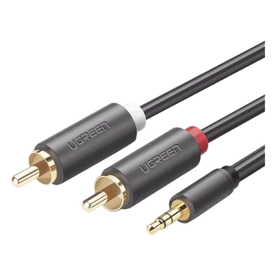 Cable de Audio 3.5mm a 2 RCA Macho / 5 Metros (16.40 Pies) / Blindaje Múltiple / Conectores Oro 24K / TPE Ecológico / ABS