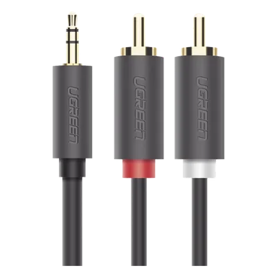 Cable de Audio 3.5mm a 2 RCA Macho / 5 Metros (16.40 Pies) / Blindaje Múltiple / Conectores Oro 24K / TPE Ecológico / ABS