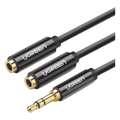 Divisor de Audio / 3.5mm Macho a 2x 3.5mm Hembra / 25 cm (0.82 pies) / TPE / Negro