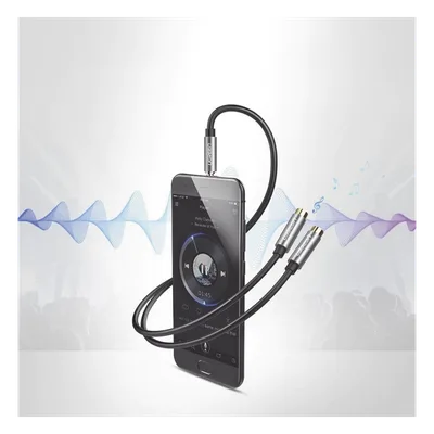 Divisor de Audio / 3.5mm Macho a 2x 3.5mm Hembra / 25 cm (0.82 pies) / TPE / Negro