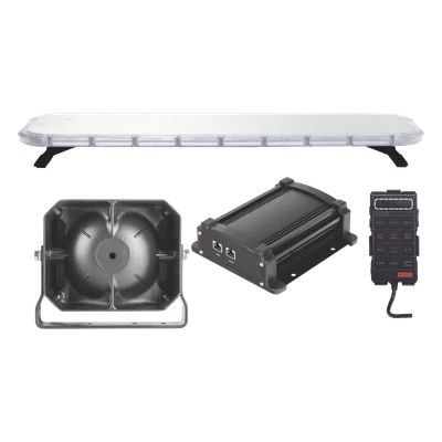 Kit de Equipamiento para Seguridad Pública / Barra LED 132 Hyperlux / Sirena 100W Mono-mando / Bocina 8 Ohms / Control de Tráfico Ámbar / 45 Patrones de Destello