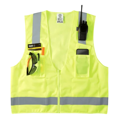 Chaleco de seguridad reflectante / Talla XL / ANSI/ISEA 107-2015 Tipo R Clase 2 / Pecho 44''-50'' (111,8-127 cm) / Amarillo alta visibilidad