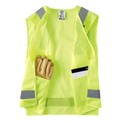 Chaleco de seguridad reflectante / Talla XL / ANSI/ISEA 107-2015 Tipo R Clase 2 / Pecho 44''-50'' (111,8-127 cm) / Amarillo alta visibilidad