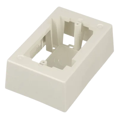 Caja de Pared Superficial / ABS Resistente / 5.09 x 3.34 x 1.75 in / Salidas 1/2, 3/4, 1 in / Blanco Mate
