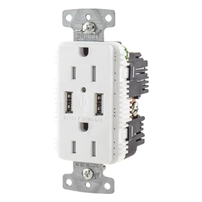 Contacto Dúplex con USB / 15A / 125V / 2P 3H / NEMA 5-15R / 14-10 AWG / Blanco
