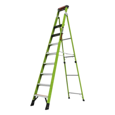 Escalera de Fibra de Vidrio / 3.05 m (10 ft) / Capacidad 170 kg (375 lbs) / Tipo IAA / Doble Configuración / Almohadilla Giratoria / Peldanos Extra Anchos