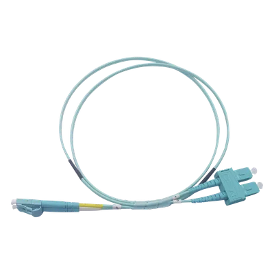 Jumper de Fibra Óptica / Multimodo OM3 50/125 / LC-SC Dúplex / OFNR Riser / 2.0 mm / 2 m (6.56 ft) / Aqua