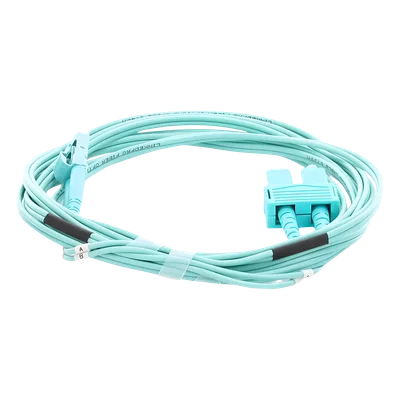 Jumper de Fibra Óptica / Multimodo OM3 50/125 / LC-SC Dúplex / OFNR Riser / 2.0 mm / 3 m (9.84 pies) / Aqua
