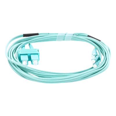 Jumper de Fibra Óptica / Multimodo OM3 50/125 / LC-SC Dúplex / OFNR Riser / 2.0 mm / 3 m (9.84 pies) / Aqua