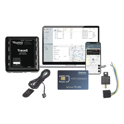 Kit de Localizador Vehicular / 2G y 4G LTE Cat M1 / GPS u-blox / Detección Jammer / Control de temperatura, combustible y puerta / Registro de conductores / Relay + Botón de pánico / SIM con datos 1 m