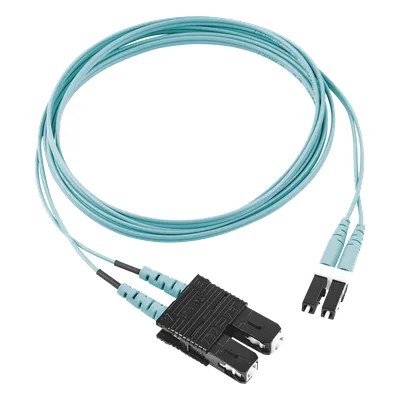 Jumper de Fibra Óptica / Multimodo OM3 50/125 / LC-SC Duplex / OFNR Riser / Aqua / 30 m (98.43 ft)