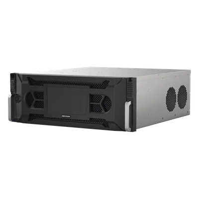 NVR IP / 128 Canales / 12 Megapixel (4K) / 24 Bahías HDD / Throughput 512 Mbps / RAID Hot Swap / Reconocimiento Facial 500,000 Rostros