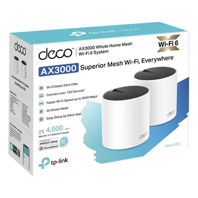 Sistema Mesh Wi-Fi 6 / AX3000 Mbps / 3 Puertos Gigabit WAN/LAN / Doble Banda / 2 Antenas Internas / Administración por App