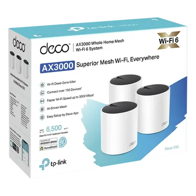 Sistema Mesh Wi-Fi 6 / AX3000 Mbps / 3 Nodos / 3 Puertos Gigabit WAN/LAN / 2 Antenas Internas / Administración por App