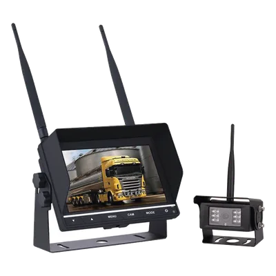 Sistema de Cámara de Reversa Inalámbrico / Monitor Táctil 7" / Resolución 800x480 / Visión Nocturna 20 m (65.6 ft) / Alcance 200 m (656 ft) / IP67