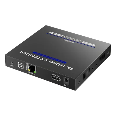 Receptor HDMI IP / 4K@60Hz / Cero Latencia / Extensión 100 m (328.1 ft) / Cat 6/6a/7 / Audio 7.1 / IR Bidireccional / ARC / HDMI Loop Out