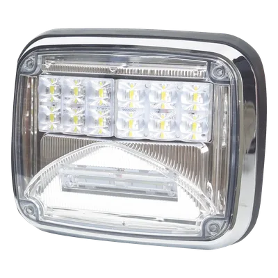 Luz de Advertencia LED / 6 LEDs Ultra Brillantes / 11 Patrones de Destello / IP67 / 12-30 VCC / 7.9" x 6.3" (20.1 x 16 cm) / Luz de Trabajo Blanca Integrada