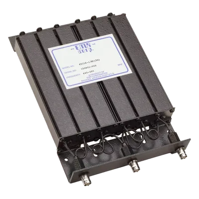 Duplexer de Rechazo de Banda / 440-490 MHz / 4.6-6 MHz Separación Tx-Rx / 50 W / 6 Cavidades / 1.25 x 6 x 9.5 in