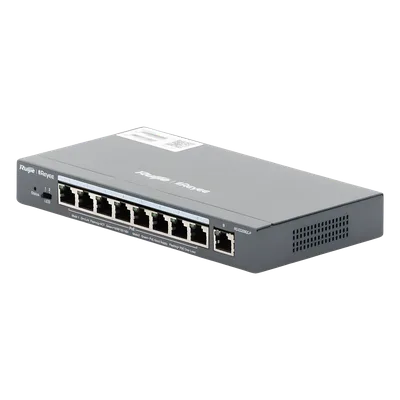 Switch Administrable PoE+ / 9 Puertos Gigabit / 8 Puertos PoE+ 802.3af/at / 120 W / Alcance Extendido 250 m (820.2 ft) / Sin Ventilador